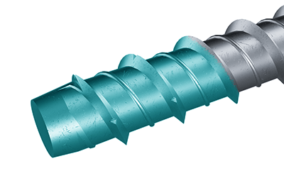 Detalle de la punta del tornillo para hormigón TXE de INDEX