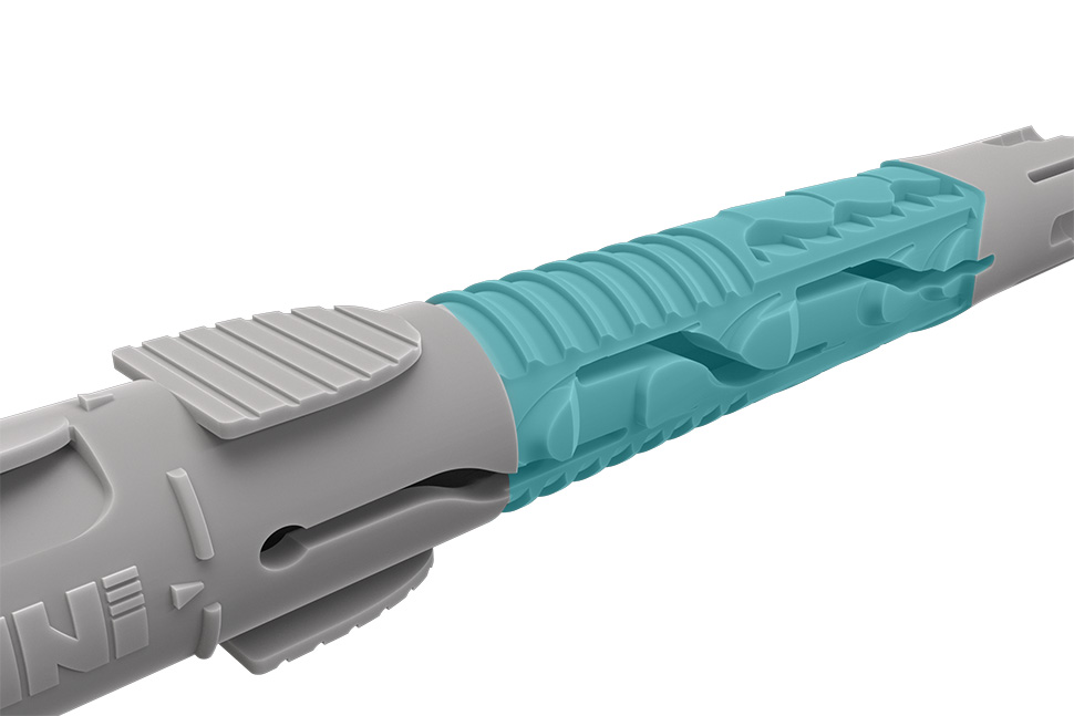 Detalle del diseño anudable apto para materiales huecos o cuando se desconozca el material donde se realiza la fijación